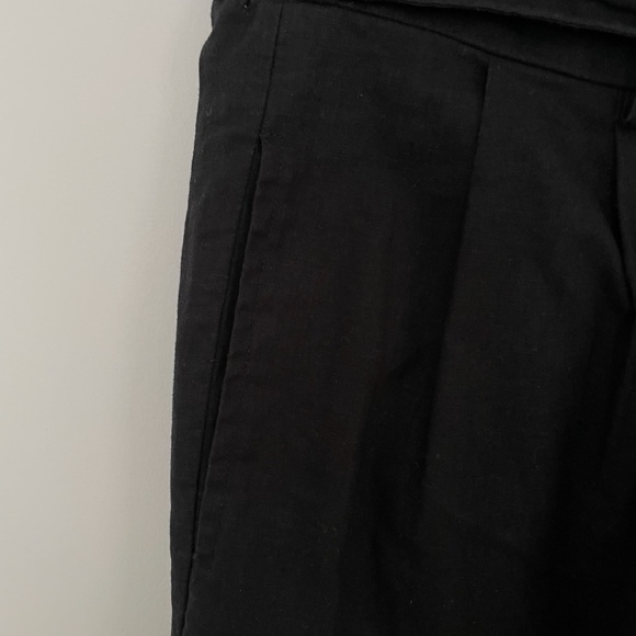 NWT Women’s Saks Fifth Avenue Black Linen/Cotton High Rise Wide Leg Belt Pants - Picture 4 of 10